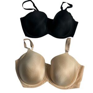 Wacoal Ultimate Side Smoother T-Shirt Bra Bundle of 2 Bras 40DD Beige Black